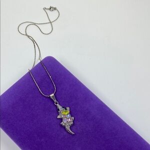 💛 Silver Alligator Multi Coloured Pendant Necklace